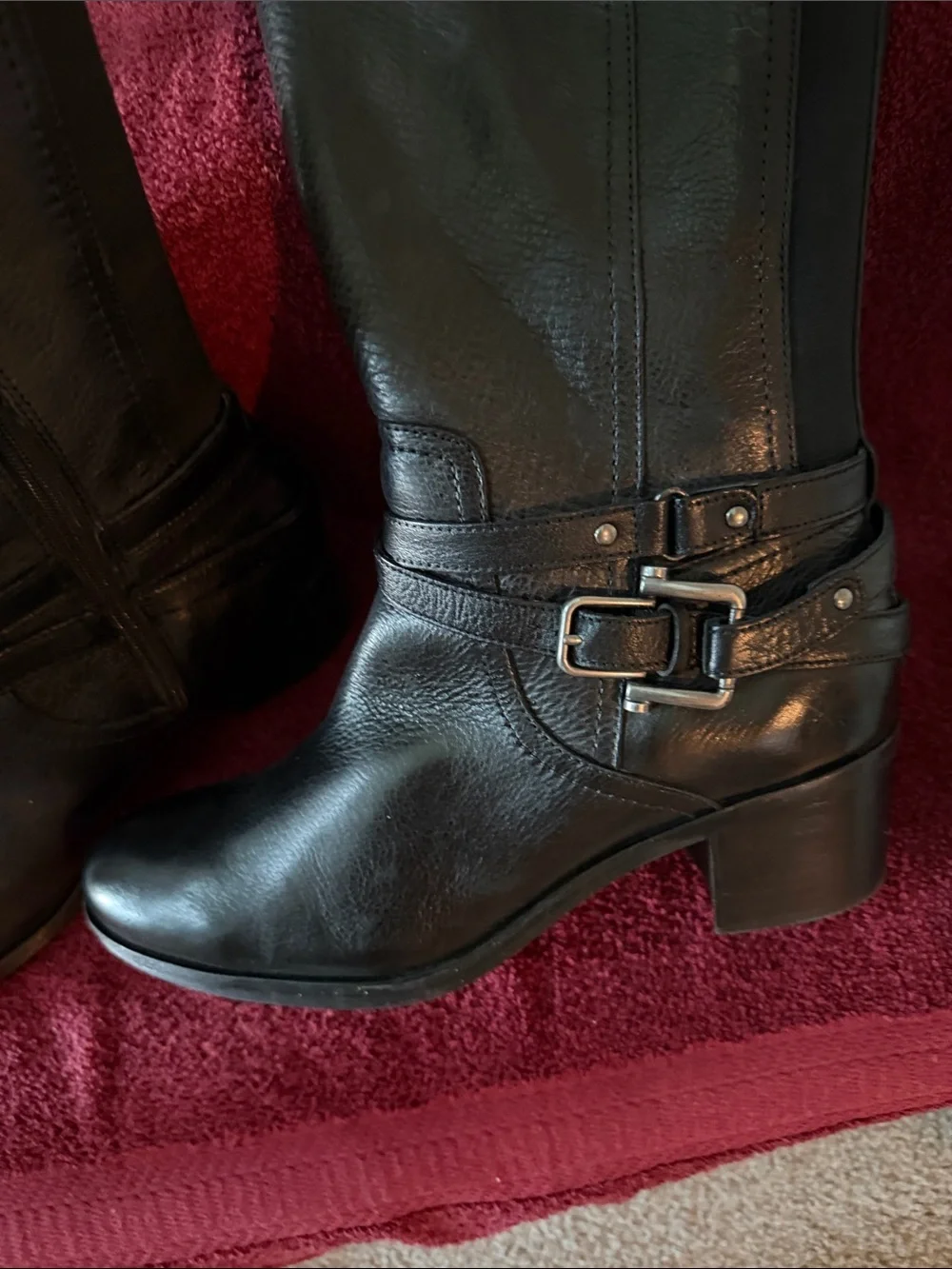 Marc Fisher Tall Black Leather Over-the-Knee Riding Boots